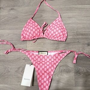Gucci Logo Pink Bikini